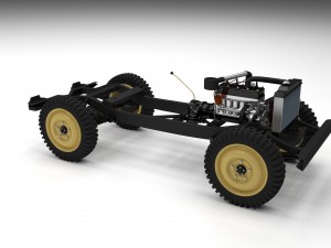 full w chassis jeep willys mb military hdri 3D मॉडल