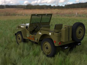 full w chassis jeep willys mb military hdri 3D मॉडल