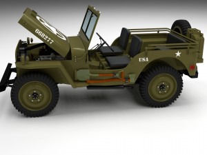 full w chassis jeep willys mb military hdri 3D मॉडल