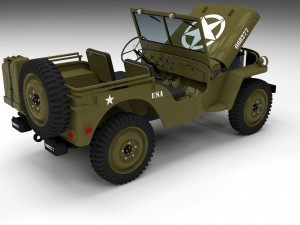full w chassis jeep willys mb military hdri 3D मॉडल