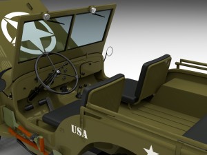 full w chassis jeep willys mb military hdri 3D मॉडल