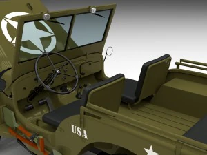 full w chassis jeep willys mb military hdri 3D Model