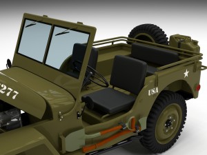 full w chassis jeep willys mb military hdri 3D मॉडल