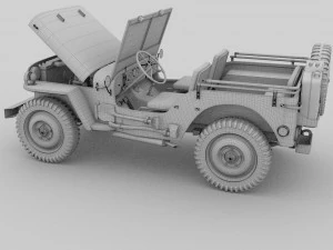 full w chassis jeep willys mb military hdri 3D Model