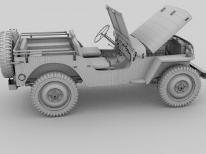 full w chassis jeep willys mb military hdri 3D मॉडल