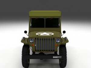 full w chassis jeep willys mb military top hdri 3D 모델