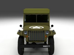 full w chassis jeep willys mb military top hdri 3D Model