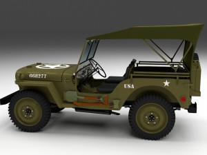 full w chassis jeep willys mb military top hdri 3D 모델