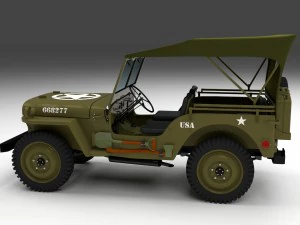 full w chassis jeep willys mb military top hdri 3D Model