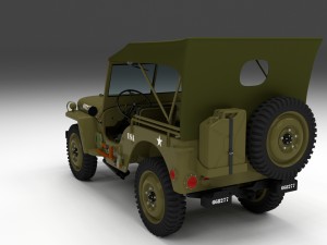 full w chassis jeep willys mb military top hdri 3D 모델