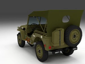 full w chassis jeep willys mb military top hdri 3D Model