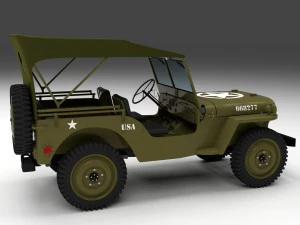 full w chassis jeep willys mb military top hdri 3D Model