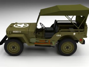 full w chassis jeep willys mb military top hdri 3D Model