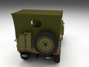 full w chassis jeep willys mb military top hdri 3D 모델