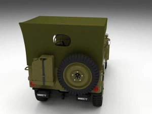 full w chassis jeep willys mb military top hdri 3D Model