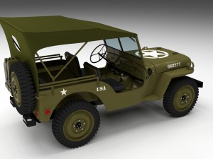 full w chassis jeep willys mb military top hdri 3D 모델