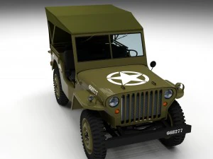 full w chassis jeep willys mb military top hdri 3D Model