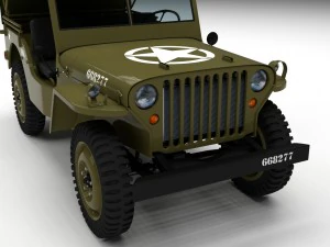 full w chassis jeep willys mb military top hdri 3D Model