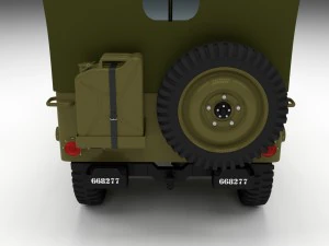 full w chassis jeep willys mb military top hdri 3D Model