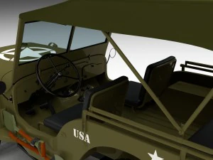 full w chassis jeep willys mb military top hdri 3D Model