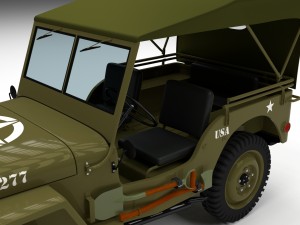 full w chassis jeep willys mb military top hdri 3D 모델
