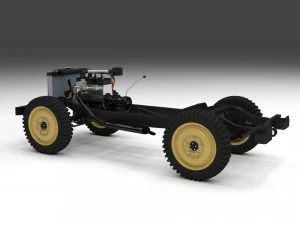 full w chassis jeep willys mb military top hdri 3D Model