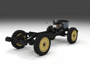 full w chassis jeep willys mb military top hdri 3D Model
