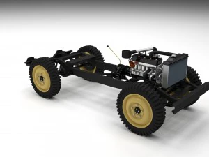 full w chassis jeep willys mb military top hdri 3D Model