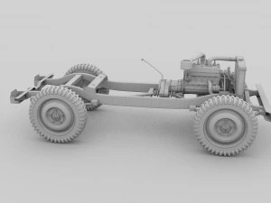 full w chassis jeep willys mb military top hdri 3D Model
