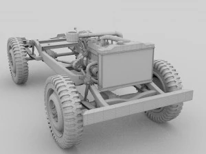full w chassis jeep willys mb military top hdri 3D Model