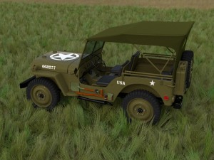 full w chassis jeep willys mb military top hdri 3D 모델