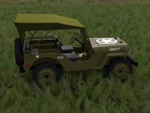 full w chassis jeep willys mb military top hdri 3D 모델
