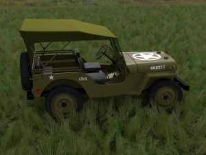 full w chassis jeep willys mb military top hdri 3D Model