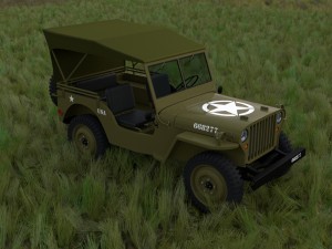 full w chassis jeep willys mb military top hdri 3D 모델
