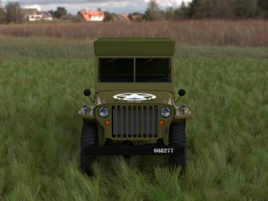 full w chassis jeep willys mb military top hdri 3D Model