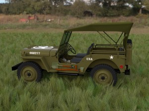full w chassis jeep willys mb military top hdri 3D 모델