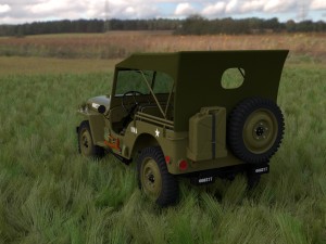 full w chassis jeep willys mb military top hdri 3D 모델