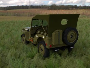 full w chassis jeep willys mb military top hdri 3D Model