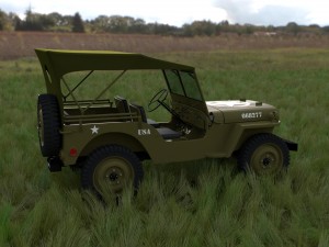 full w chassis jeep willys mb military top hdri 3D 모델