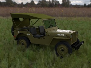 full w chassis jeep willys mb military top hdri 3D 모델