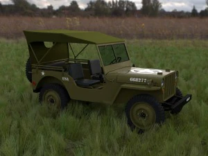 full w chassis jeep willys mb military top hdri 3D Model