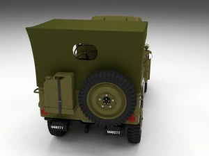 full w chassis jeep willys mb military top hdri 3D Model