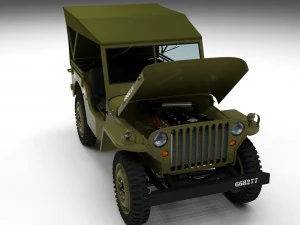 full w chassis jeep willys mb military top hdri 3D Model