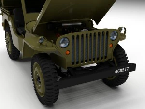 full w chassis jeep willys mb military top hdri 3D Model