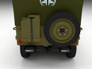 full w chassis jeep willys mb military top hdri 3D Model