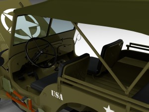 full w chassis jeep willys mb military top hdri 3D 모델