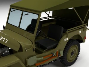full w chassis jeep willys mb military top hdri 3D Model