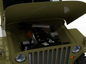 full w chassis jeep willys mb military top hdri 3D Model