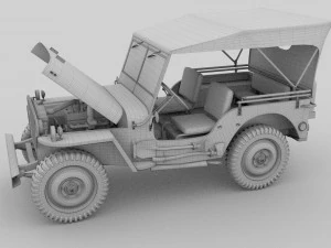 full w chassis jeep willys mb military top hdri 3D Model