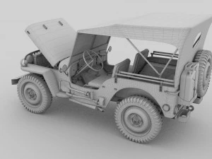 full w chassis jeep willys mb military top hdri 3D Model